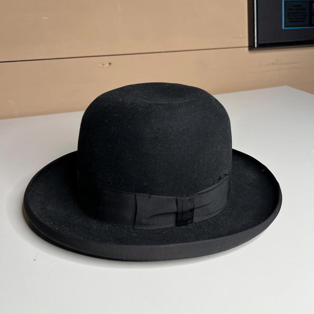 Vintage 1940s–50s Kings Hat Stores Black Bowler Derby Felt Hat Size 7 Chicago‎